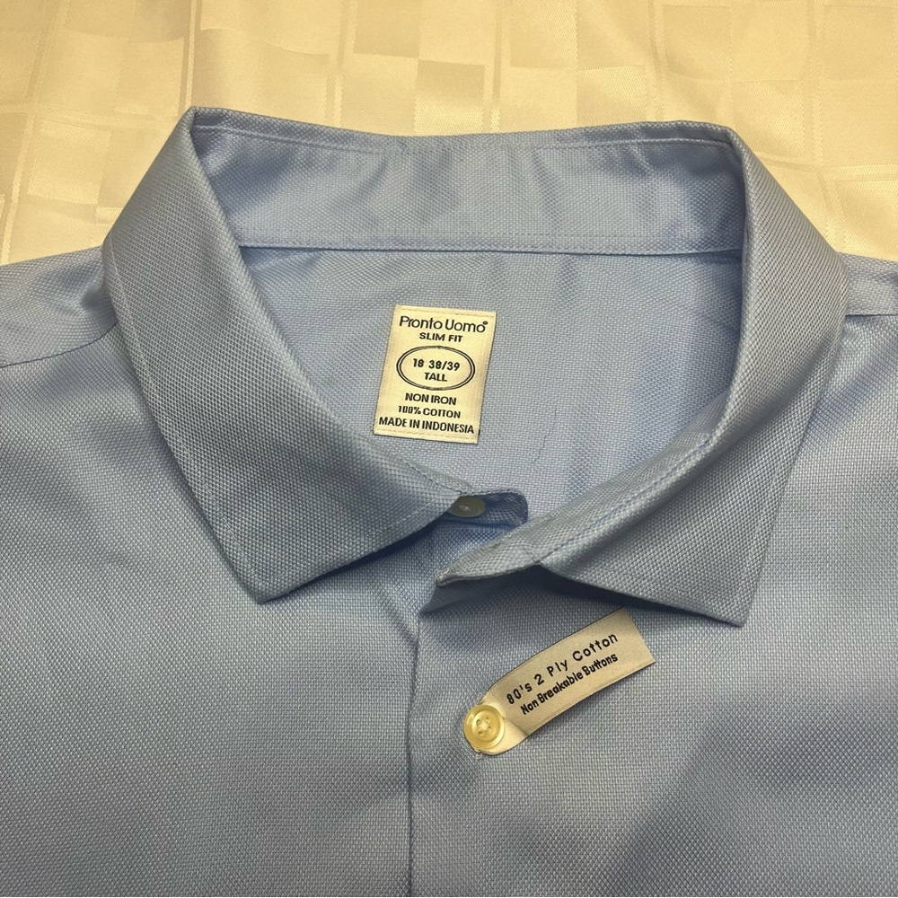 NWT Men’s Pronto Uomo Slim Fit Dress Shirt - Blue